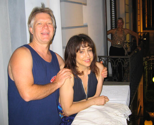 Larry on tour in Naples with wife Denise David-Williams. Singer Debbie Davis in the background.