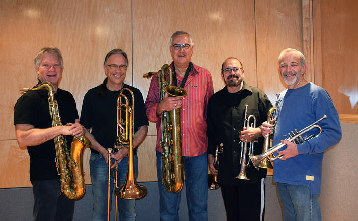 2014 - Seawind recording Larry Williams' horn arrangement for the new song "Your Love" by Bob Wilson. Larry Williams, Bill Riechenbach (trombone), Kim Hutchcroft (tenor and baritone sax), Garry Grant (trumpet), Larry Hall (trumpet).