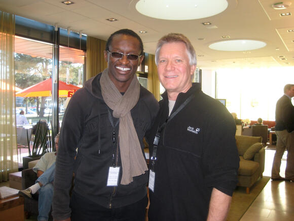 Larry with French drummer Roger Biwaandu, Sweden, 2009